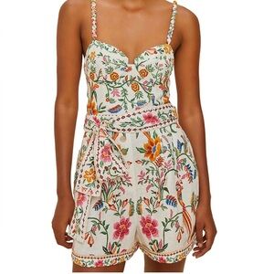 Farm Rio Off White Delicate Forest Linen Romper New with tag $220